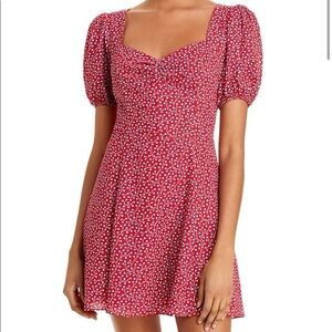 French Connection Elao Floral Puff Sleeve Mini Dress Red
